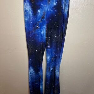 Galaxy Print Mesh Bootcut Festival Leggings